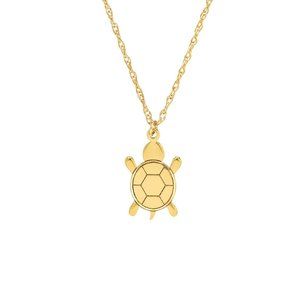 14k Solid Yellow Gold Mini Small Turtle Dainty Necklace